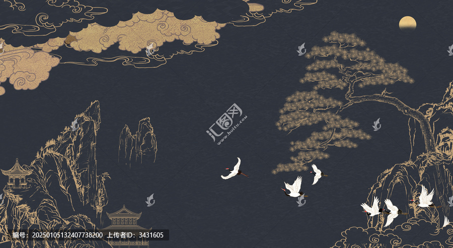 祥云瑞鹤图