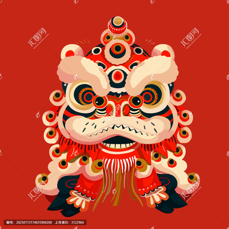 中国传统舞狮卡通醒狮