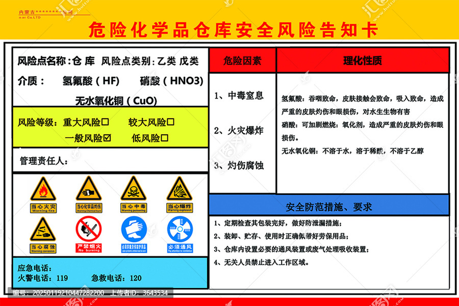 危险化学品安全风险告知卡