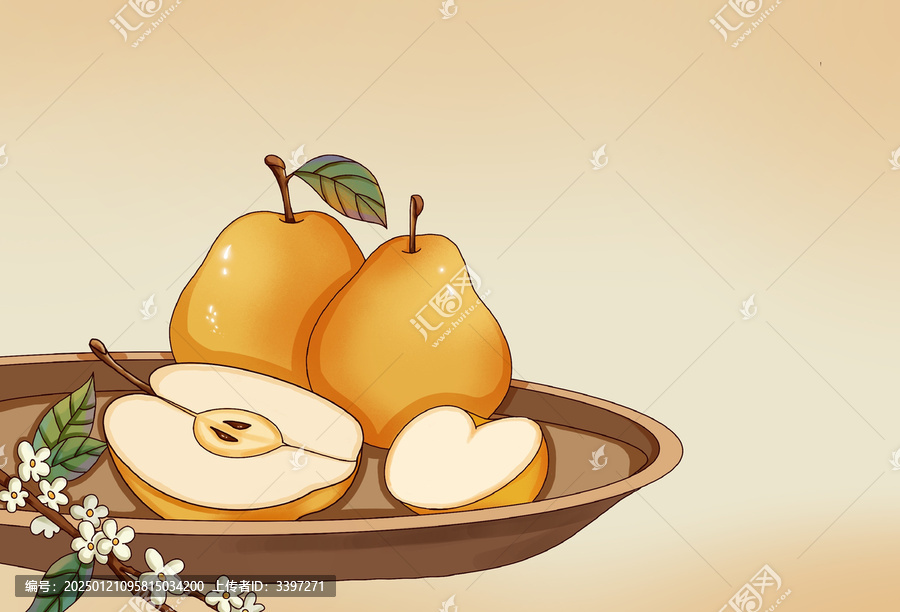 梨产品包装插画设计