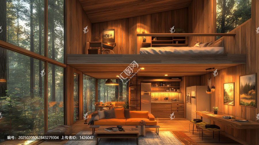 森林小屋木质内景