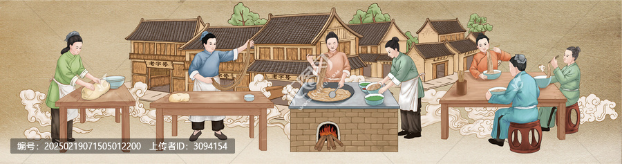 传统拉面插画