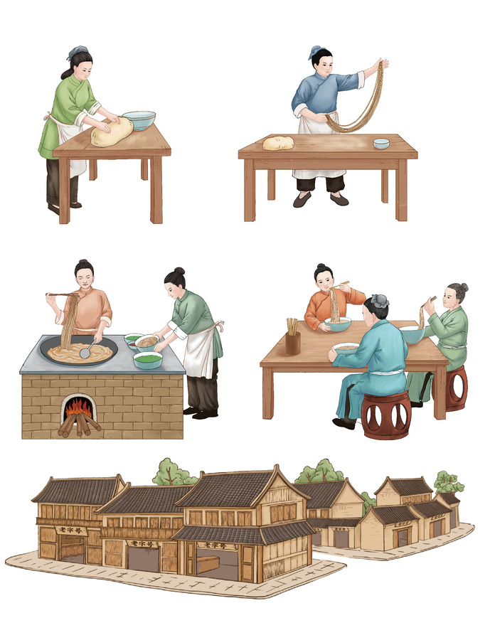 传统拉面插画