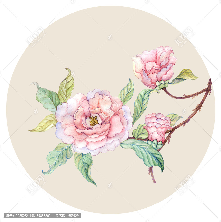 国风国潮插画茶花