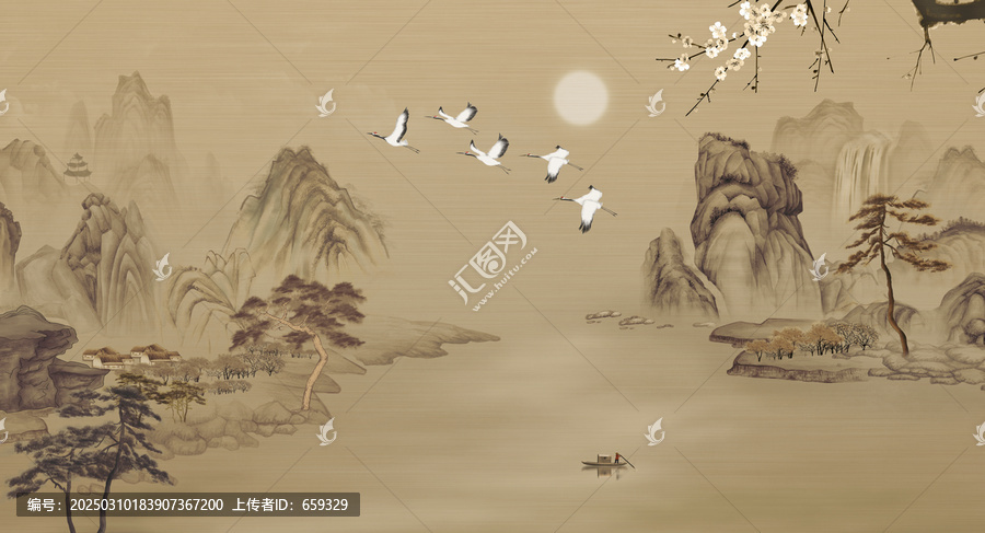国画山水背景墙