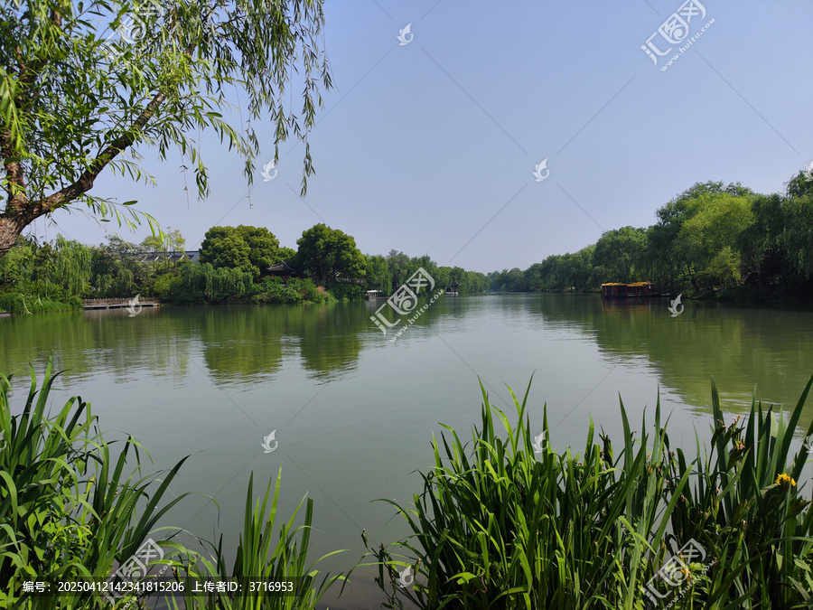 瘦西湖的湖水平静悠绿