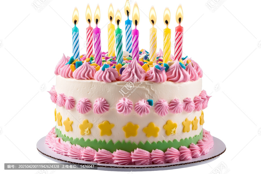 [免抠素材]缤纷彩烛双层生日蛋糕