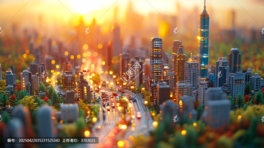 积木拼成的城市建筑景观