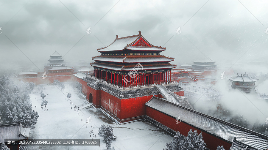 中式传统建筑景观图