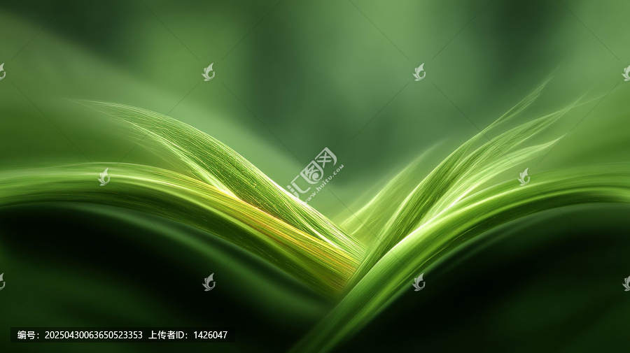 抽象绿色流动线条背景图