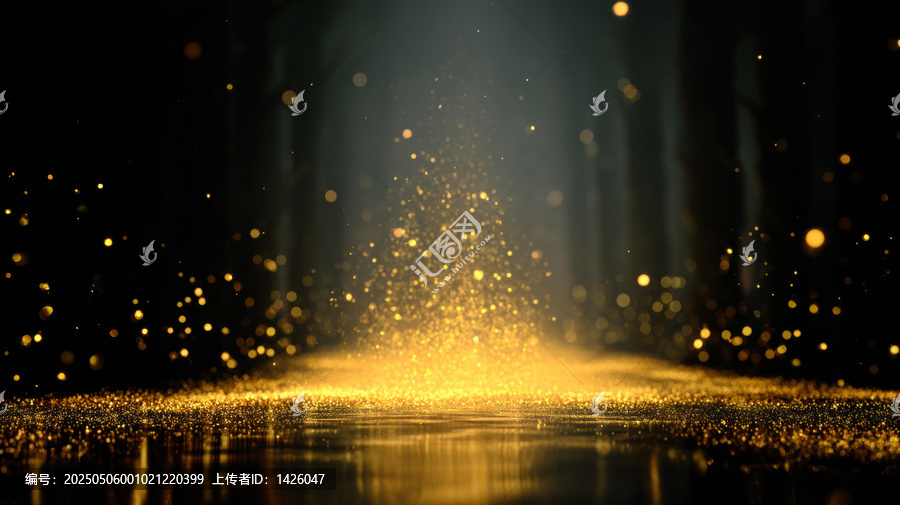 黑暗森林中的金色闪光背景图