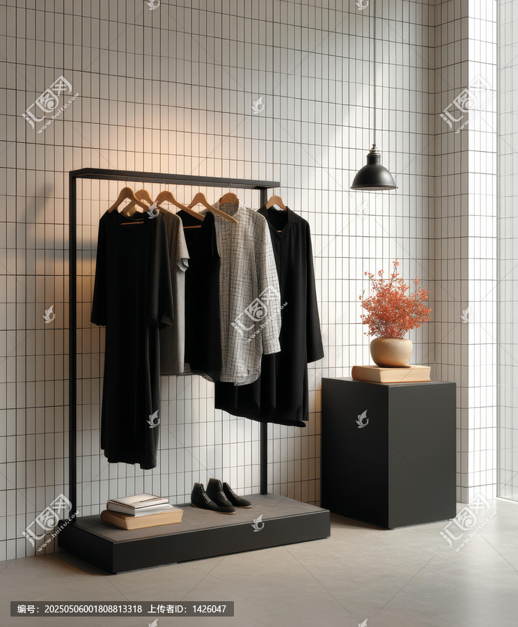 现代简约风格服装展示架