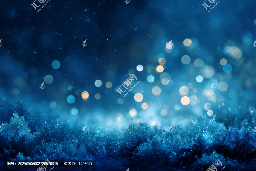 蓝色夜幕冬日灯光抽象背景图