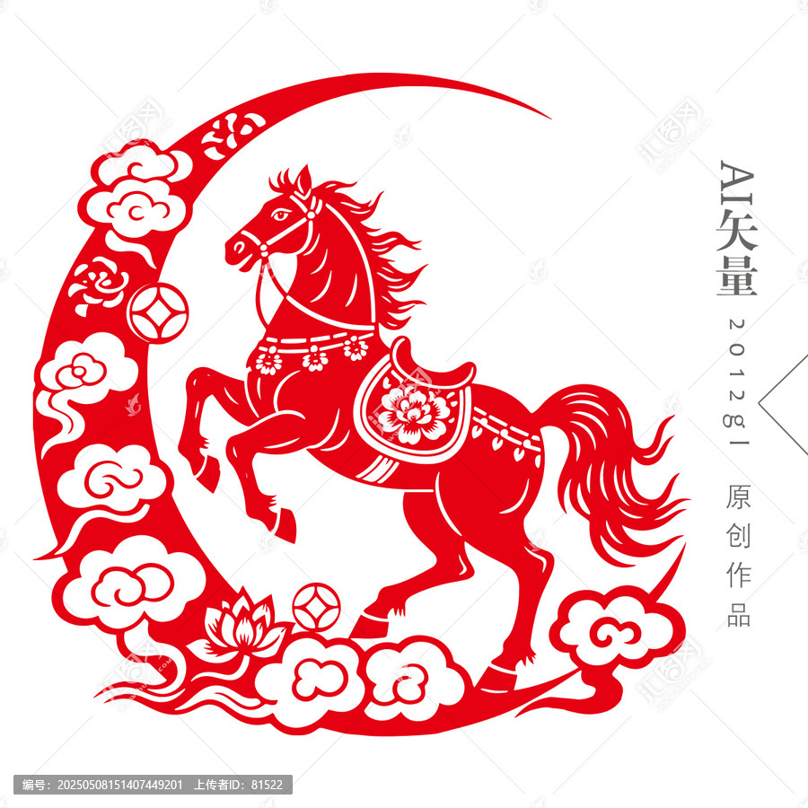 马年剪纸素材