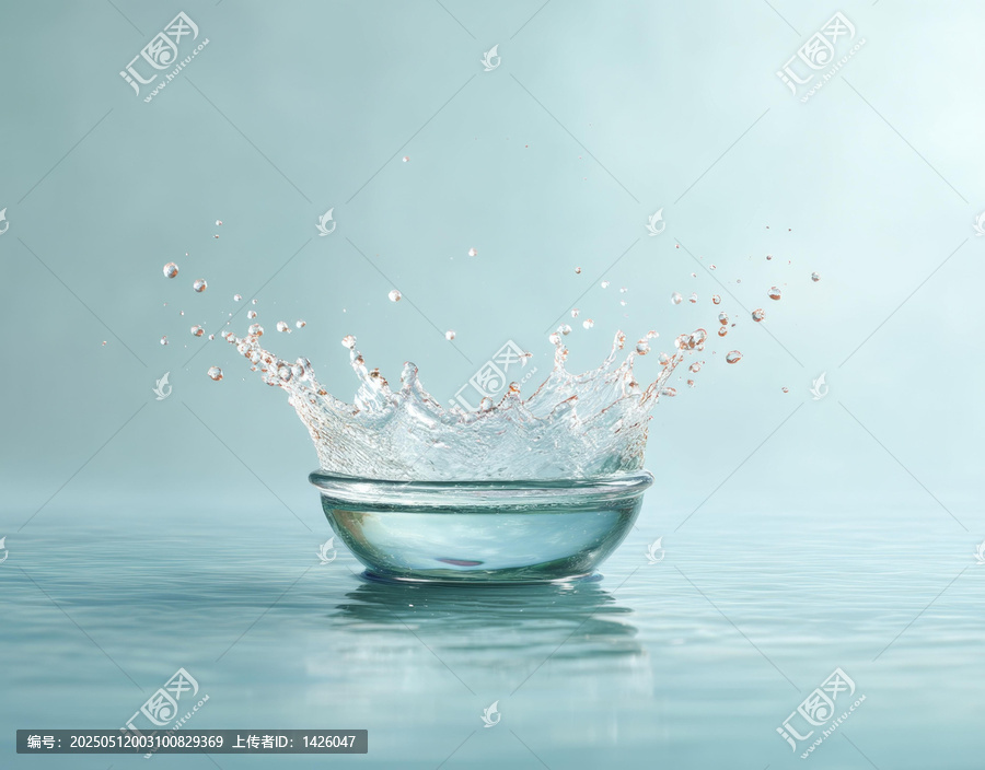 玻璃碗中水花绽放