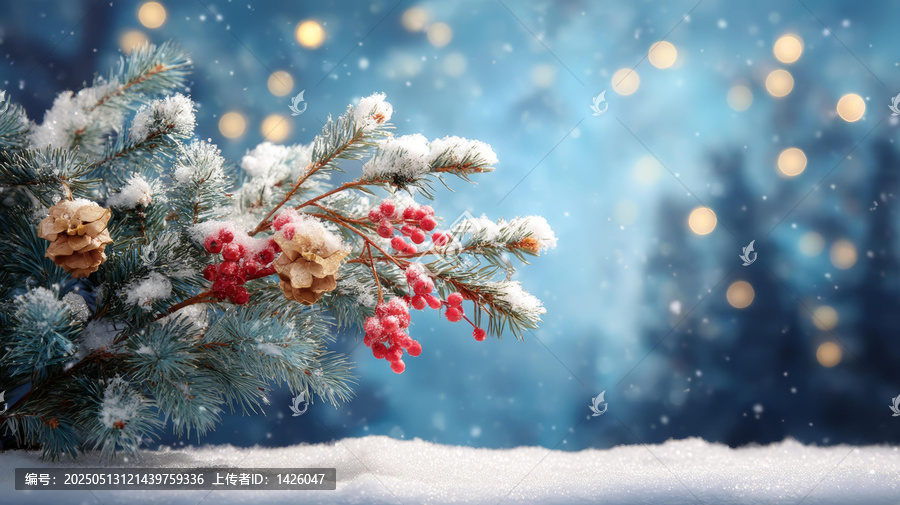 冬季雪景圣诞装饰背景图