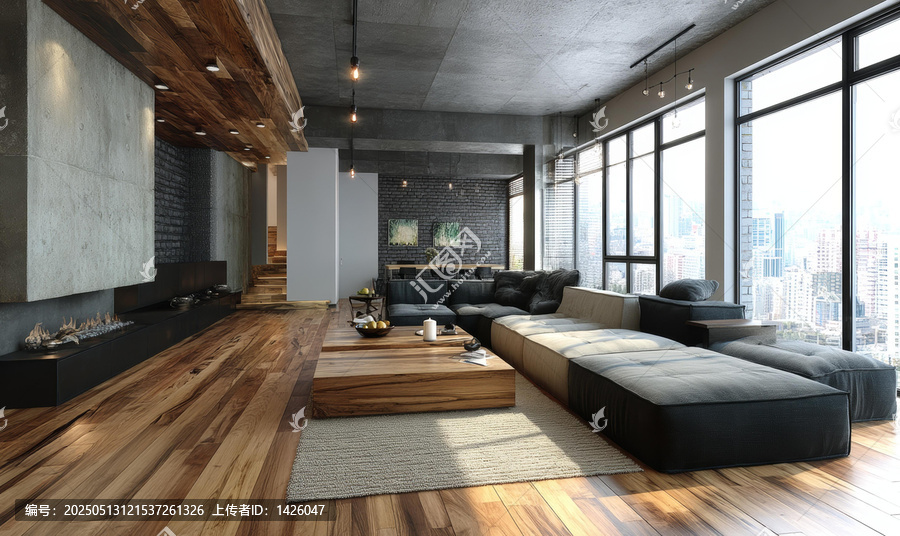 现代工业loft公寓客厅设计