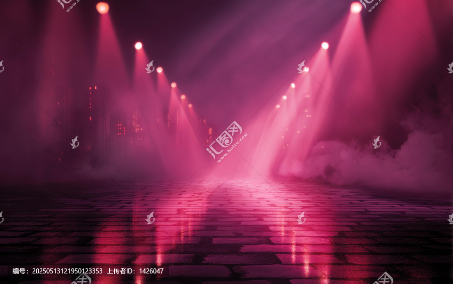梦幻粉色灯光舞台背景图
