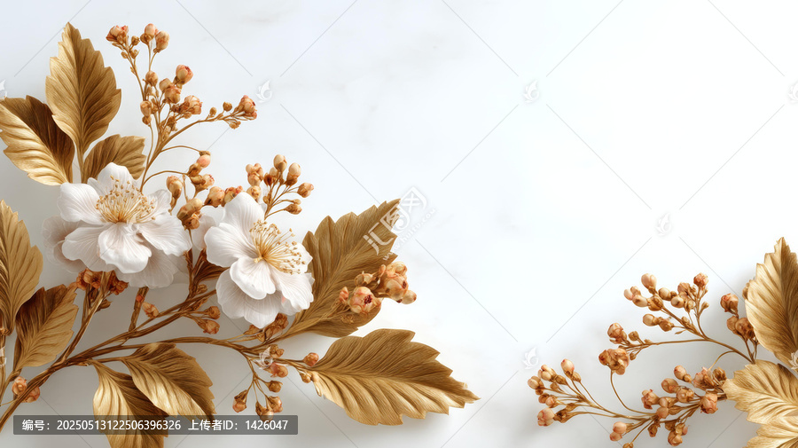 金色花艺装饰背景