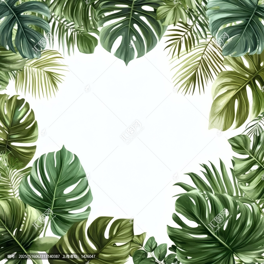 热带植物叶片边框设计