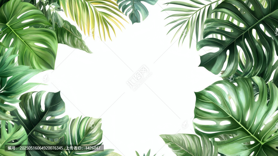 热带绿色植物背景插图