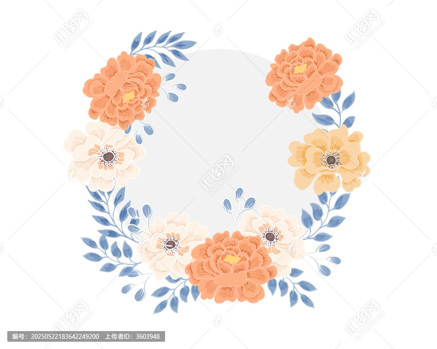 清新花卉边框装饰矢量图案