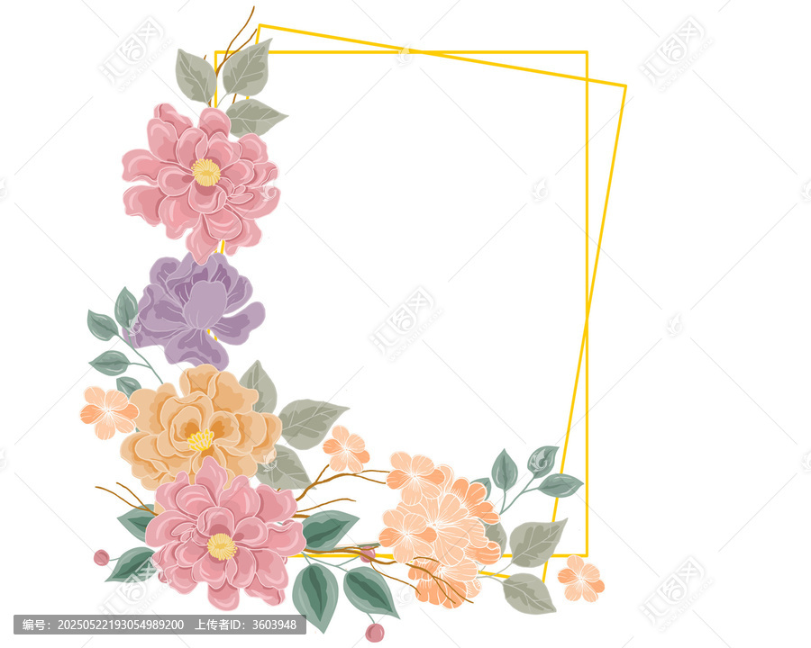 花卉几何边框装饰矢量素材