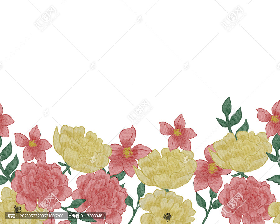 水彩风花卉花边装饰矢量素材