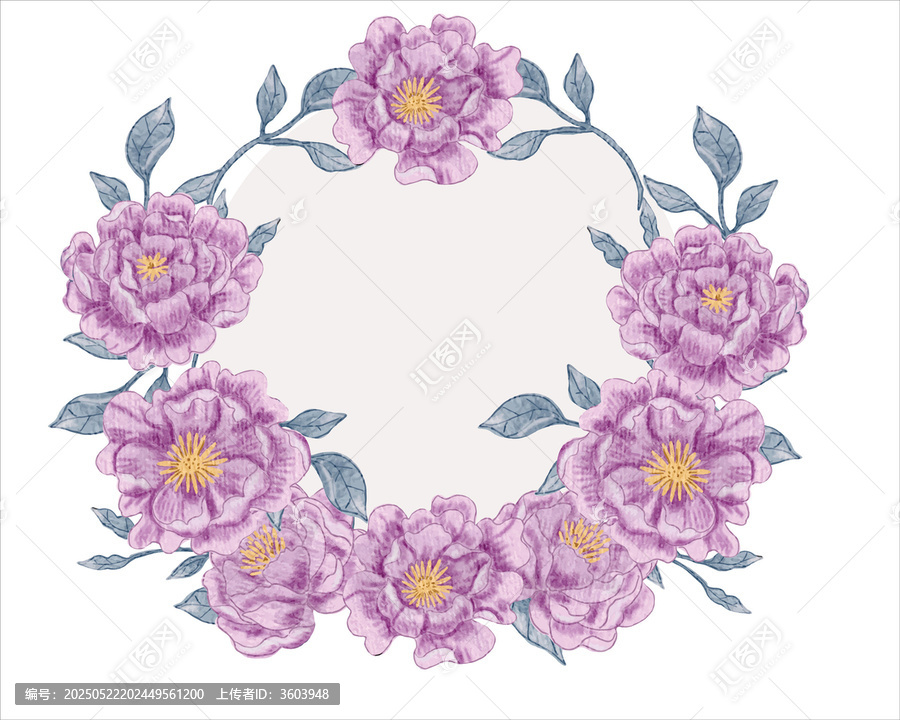 紫色花卉花环插画矢量素材