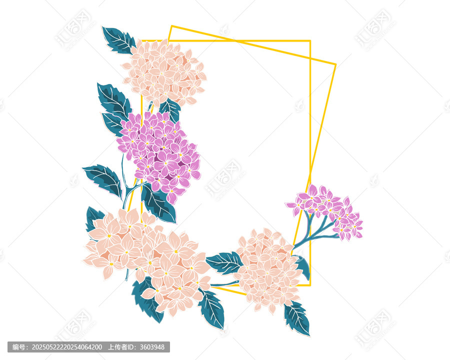花卉几何边框装饰矢量图案