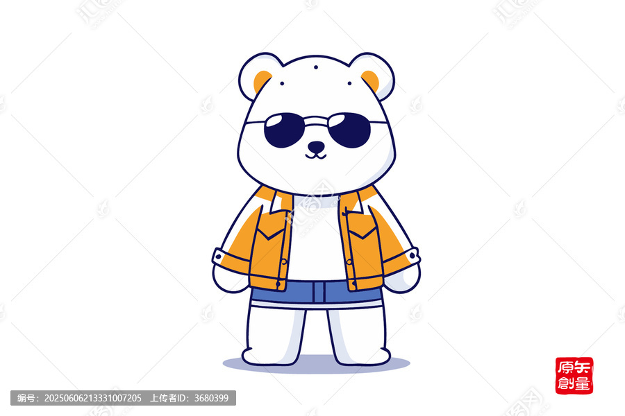 戴墨镜穿夹克的可爱小熊