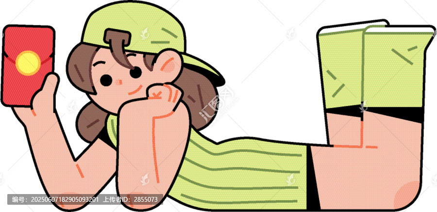 手拿红包的卡通女性