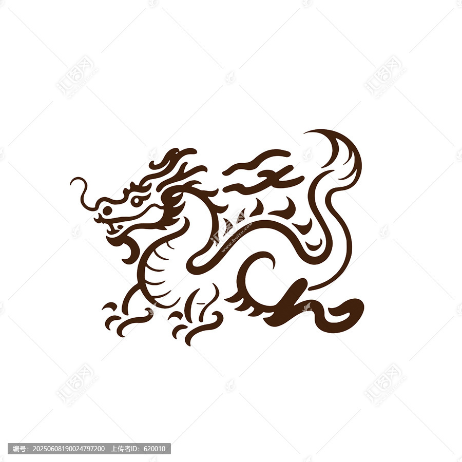 龙图腾图案矢量图龍纹抽象线稿图