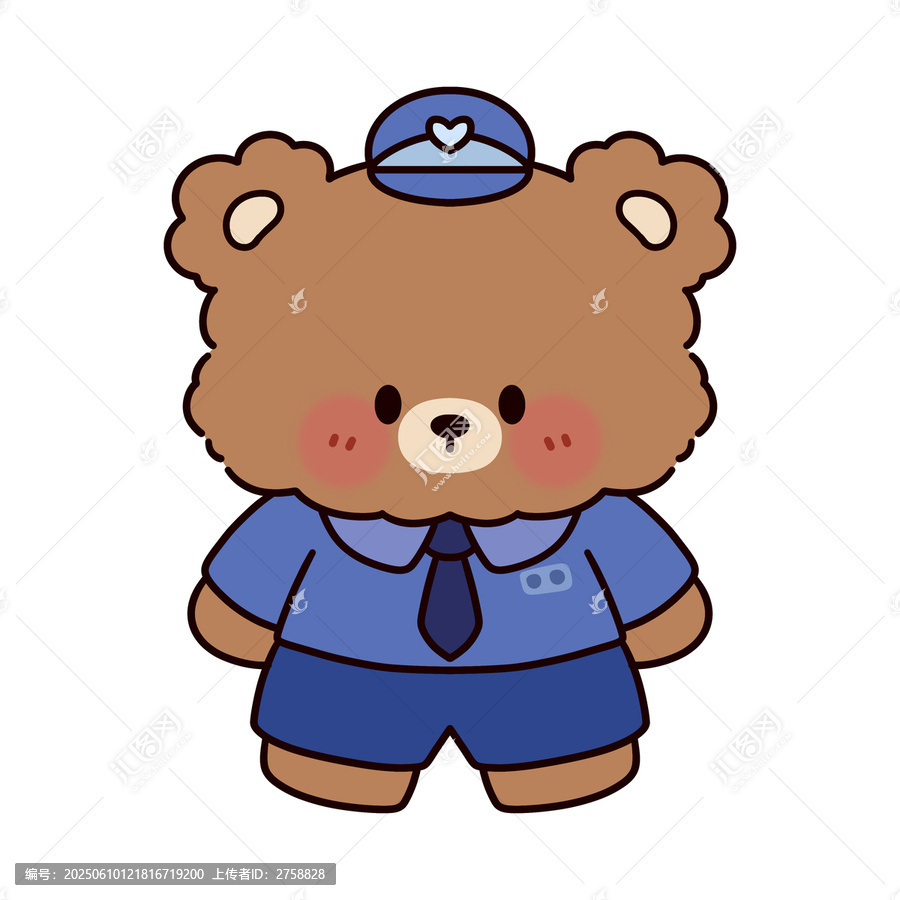 穿制服的可爱小熊形象