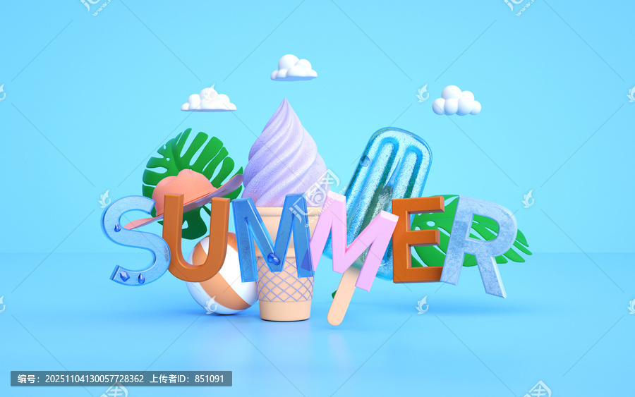Cinema,4D,渲染的夏季抽象背景