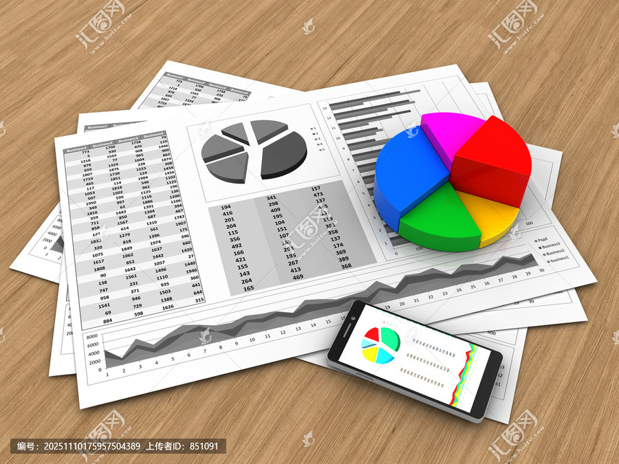 3d,illustration,of,business,charts,and,pie,chart,o