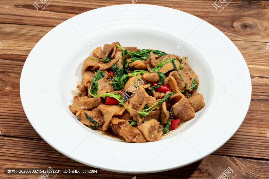 荆芥炒猪肉片